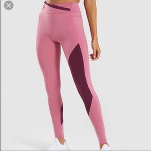 GYMSHARK ASYMMETRICAL LEGGINGS-dusty pink/ruby-XS